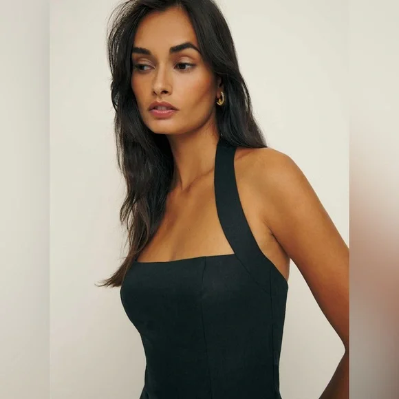 Reformation Malika Linen Jumpsuit in Black - Size 0
